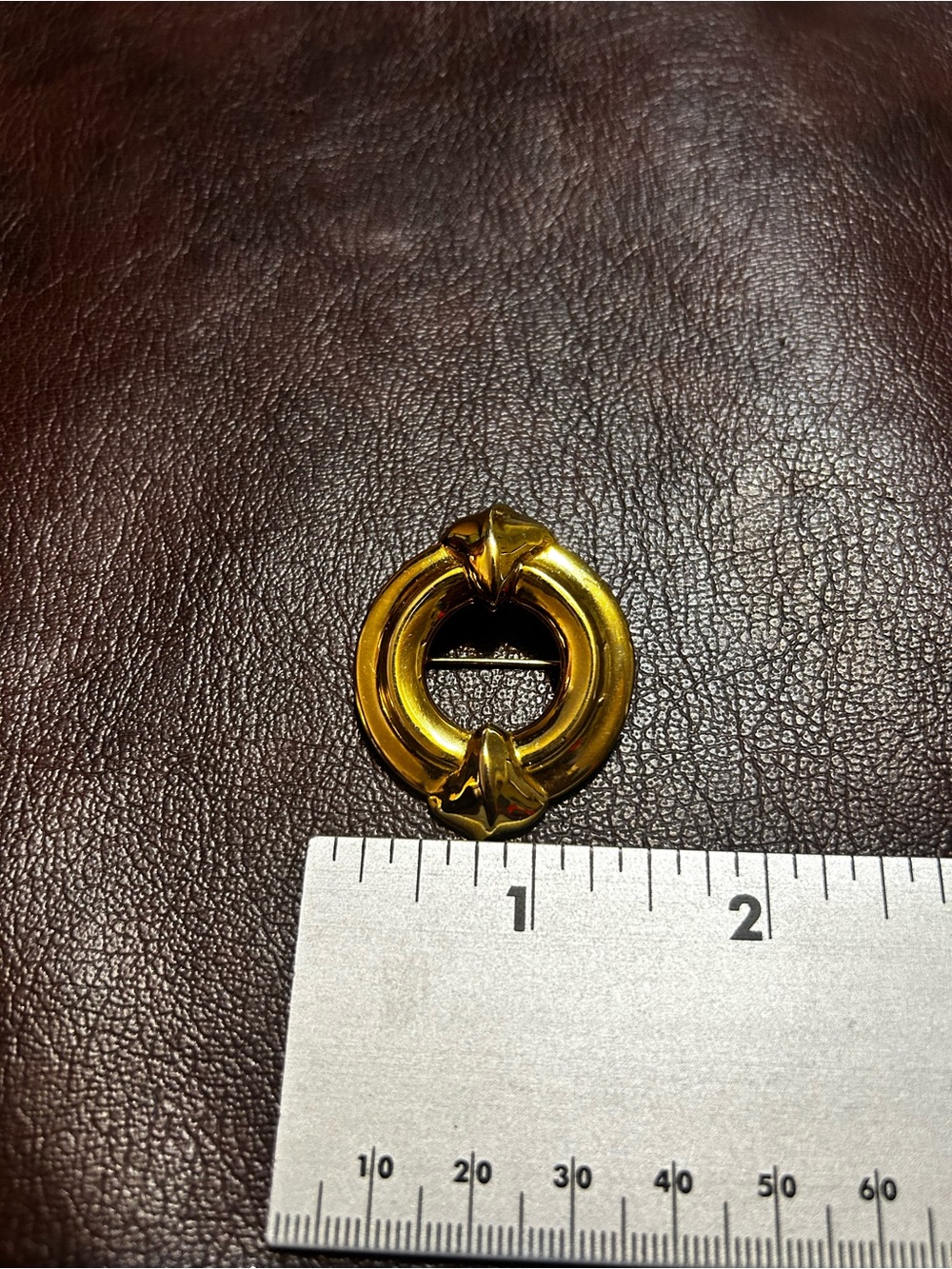 Elegant Gold-Tone Circular Brooch Pin (Vintage Estate)